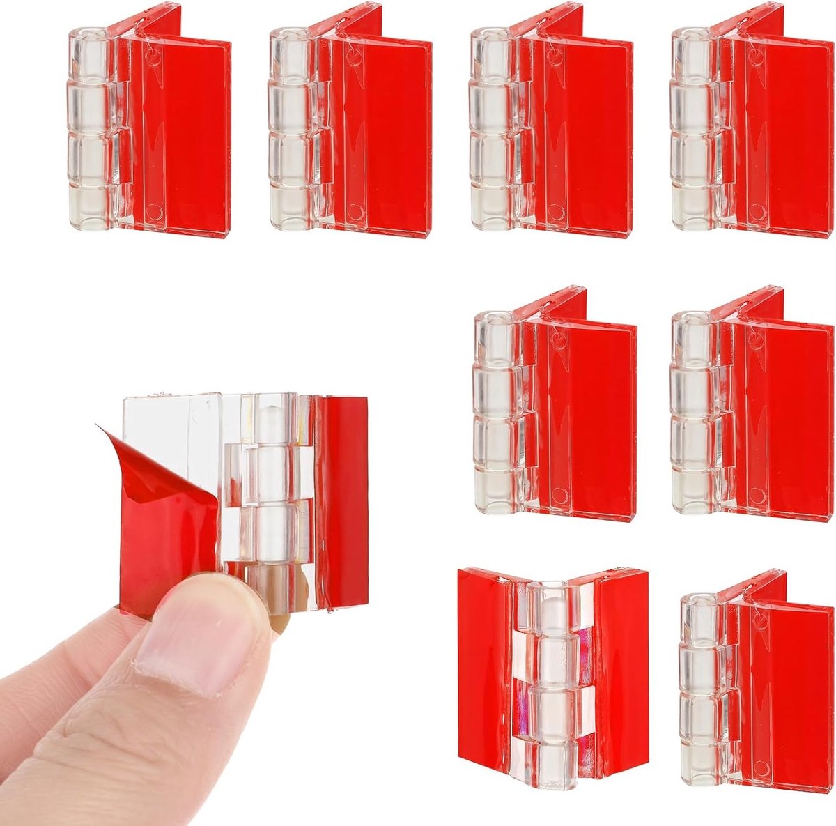 Transparante Acrylic Scharnieren Set van 8 Stuks, Zelfklevende Hinge Tools voor Meubels, Kasten en Lades