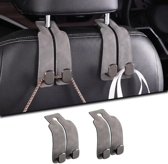 Hoofdsteun Haken - Autostoel Organizer - Auto Opbergen - Stevig Metaal - 2 Stuks - Zwart