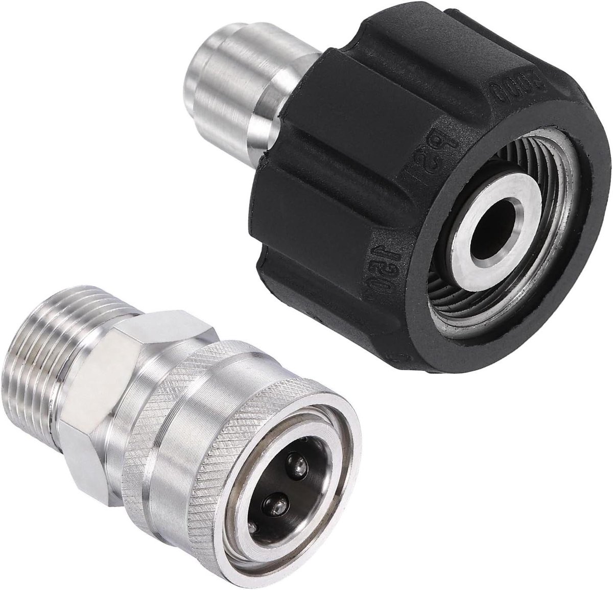 Hogedrukreiniger Adapter - Slang Koppeling - Schoonmaak Werk - Roestvrij Staal - M22 14mm & 3/8" - Zilver