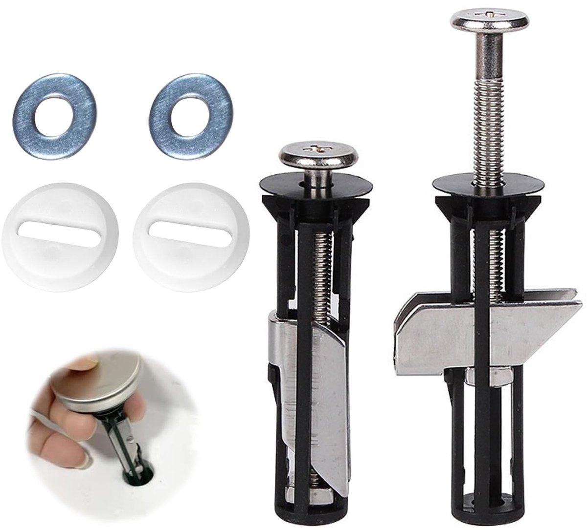 Toiletbril Bevestigingsset, 2 Stuks RVS, Universeel Lang, D-Vorm, Zwart - Duurzaam en Sterk