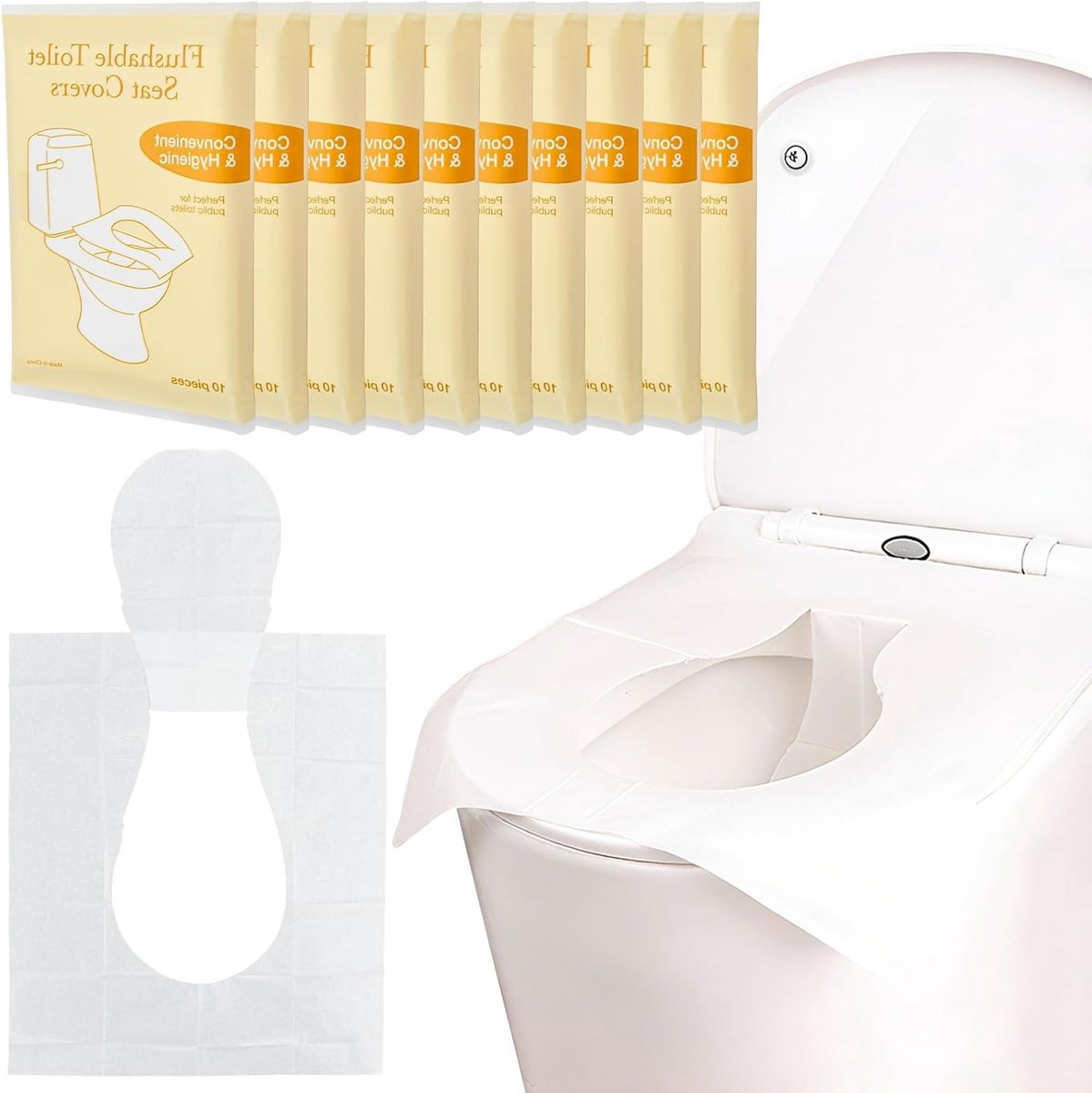 Verkrijgbaar: 100 Stuks Wegwerp Toiletbril Covers voor Kinderen, Reisvriendelijke Toiletzittingen, Papieren Zitting Covers en Wasbare Kussens voor Gemak onderweg