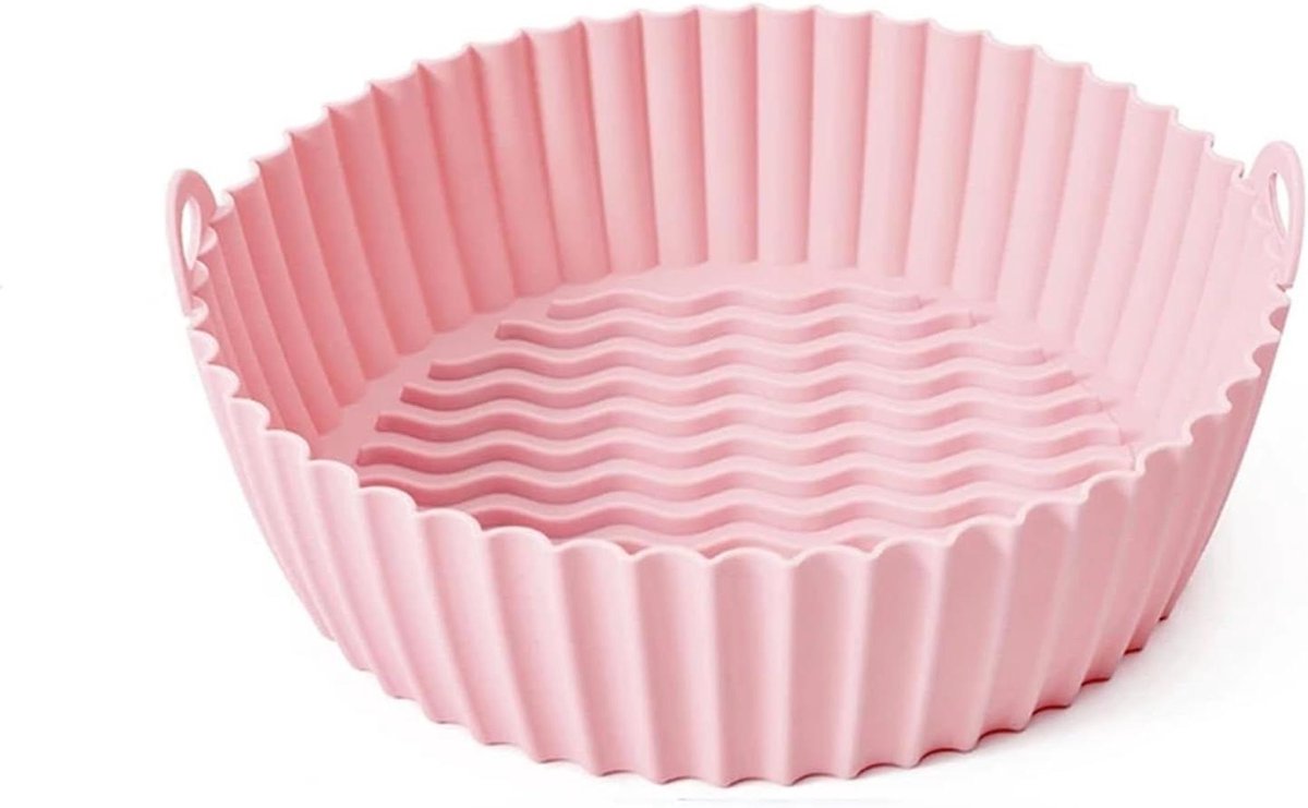 Airfryer siliconen inzetstukken Herbruikbare bakvorm Gelijkmatig koken Anti-aanbaklaag 25 cm Roze
