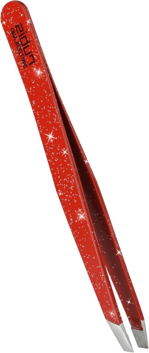 Pincet met glitter - Epileerpincet schuin - Wenkbrauwen Vormen - Zwitserse precisie - Fijne punt - Rood