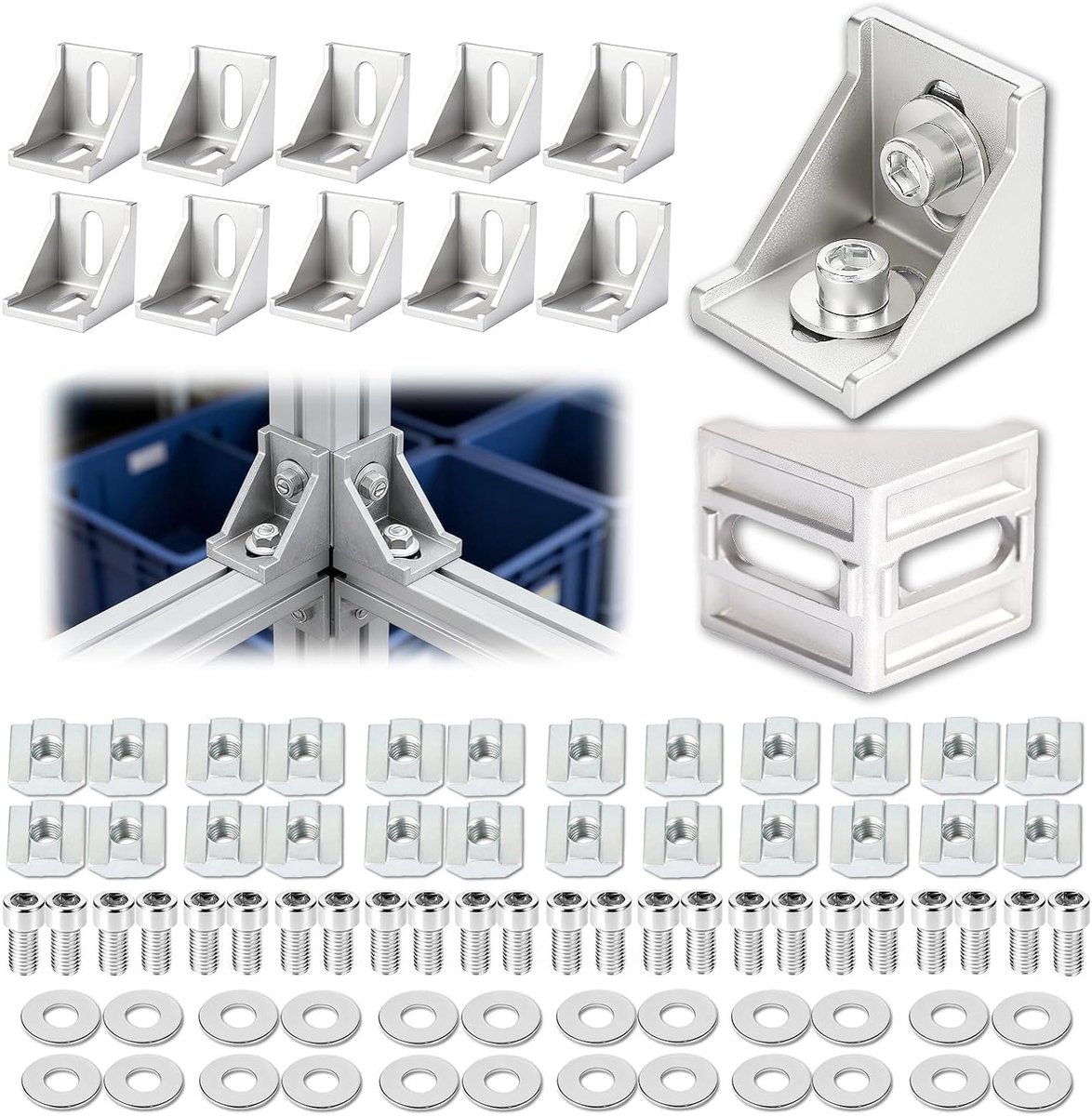 12 Stuks Hoekbeugels van Aluminium 30x30mm voor DIY Meubelverbindingen - Stevige 90 Graden L-Beugels voor Hoekverbindingen en Splicing