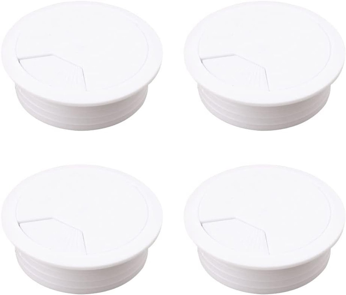 Set van 4 Stuks 60mm Kabeldoorvoeren voor Bureau - Kabelbeheersysteem voor Thuis en Kantoor (Wit)