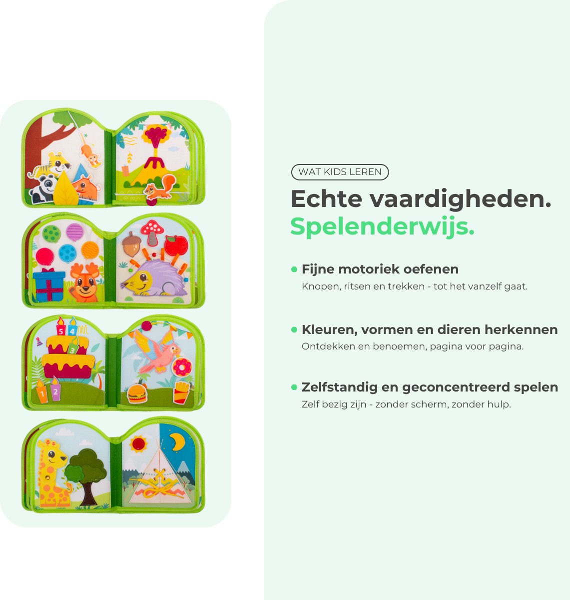 Mauzek® Busy Board Bos - Montessori speelgoed - Peuter Speelgoed - Dreumes - Activiteitenboek - Sensorisch Speelgoed - Reisspeelgoed - Educatief Speelgoed - Jongens - Meisjes - Voor in de auto - Voor onderweg - 1 jaar - 2 jaar - 3 jaar - 4 jaar — afbeelding 7