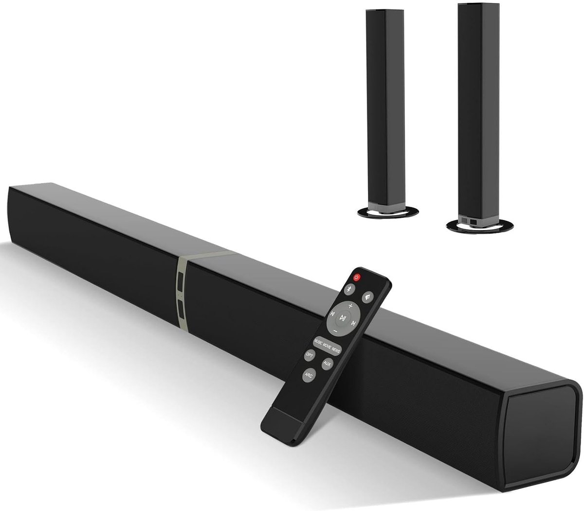 Thijox - 2.0-kanaals Soundbar voor TV 32 Inch, Deelbare Bluetooth Soundbar met 3 EQ-modi en 3D-surround Geluid - Ideaal voor Thuisbioscoop en Feesten