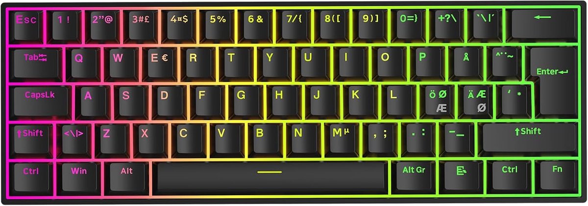 Thijox - Gaming Toetsenbord MCHOSE Ace60 Pro Nordic-ISO HE, 60% Compact RGB Toetsenbord met 0,01 mm RT-nauwkeurigheid, Magnetisch, Zwart voor PC en La