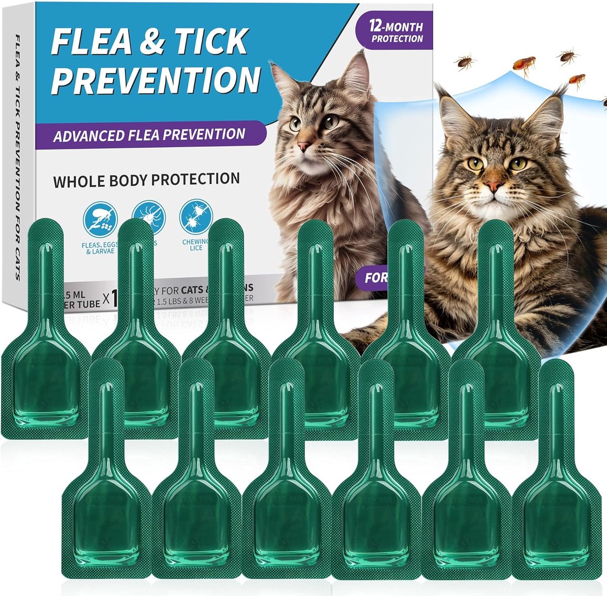SnelShoppen - Natuurlijke Zorgdruppels voor Katten en Kittens, Zachte Kruidenextract Formule, 6 Pipetten, Chemisch Vrij, Zorg voor Gevoelige Huid, Hui