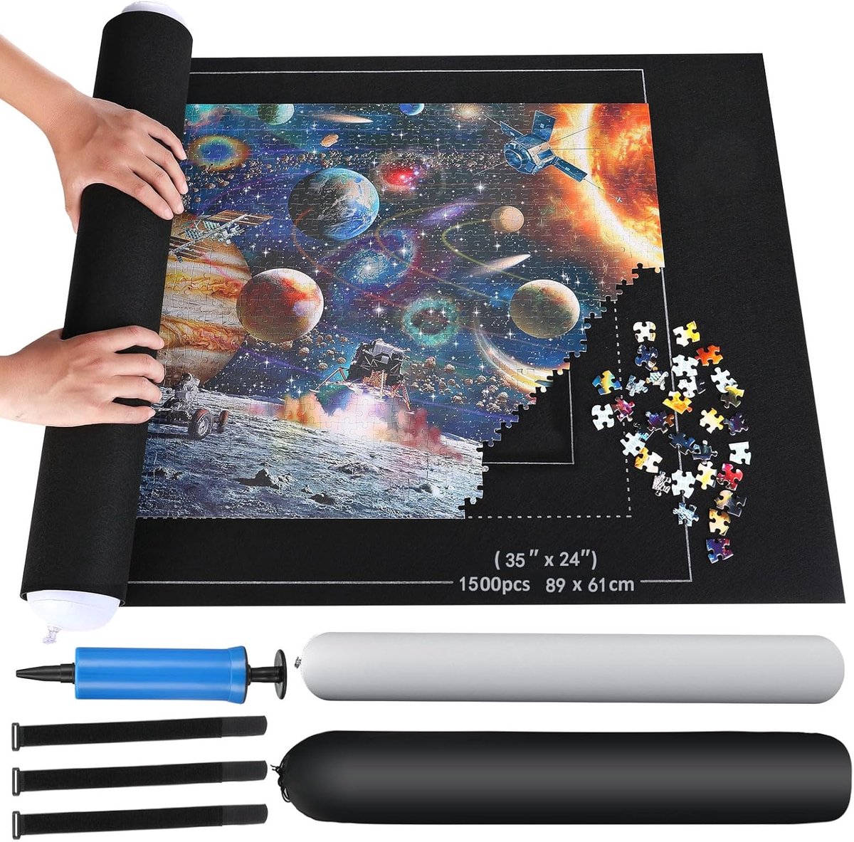 SnelShoppen - Puzzle Mat Puzzle Roll voor Puzzels tot 1500 Stukken, Opvouwbare Viltmat, 66 x 118 cm, Makkelijk te Opslaan en Transporteren, Ideaal voo