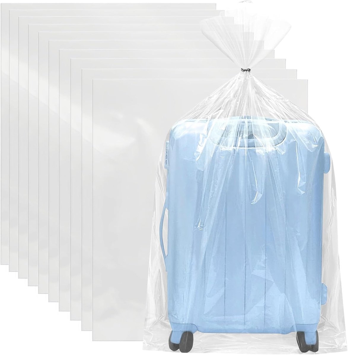 Set van 10 extra grote doorzichtige opbergzakken 100 x 150 cm, ideaal voor speelgoed, kleding en bagageopslag
