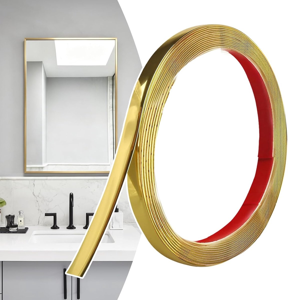 Flexibele Zelfklevende Zierlijsten in Goud voor Muurdecoratie, Spiegelafwerking en DIY Projecten (6M x 1 cm)