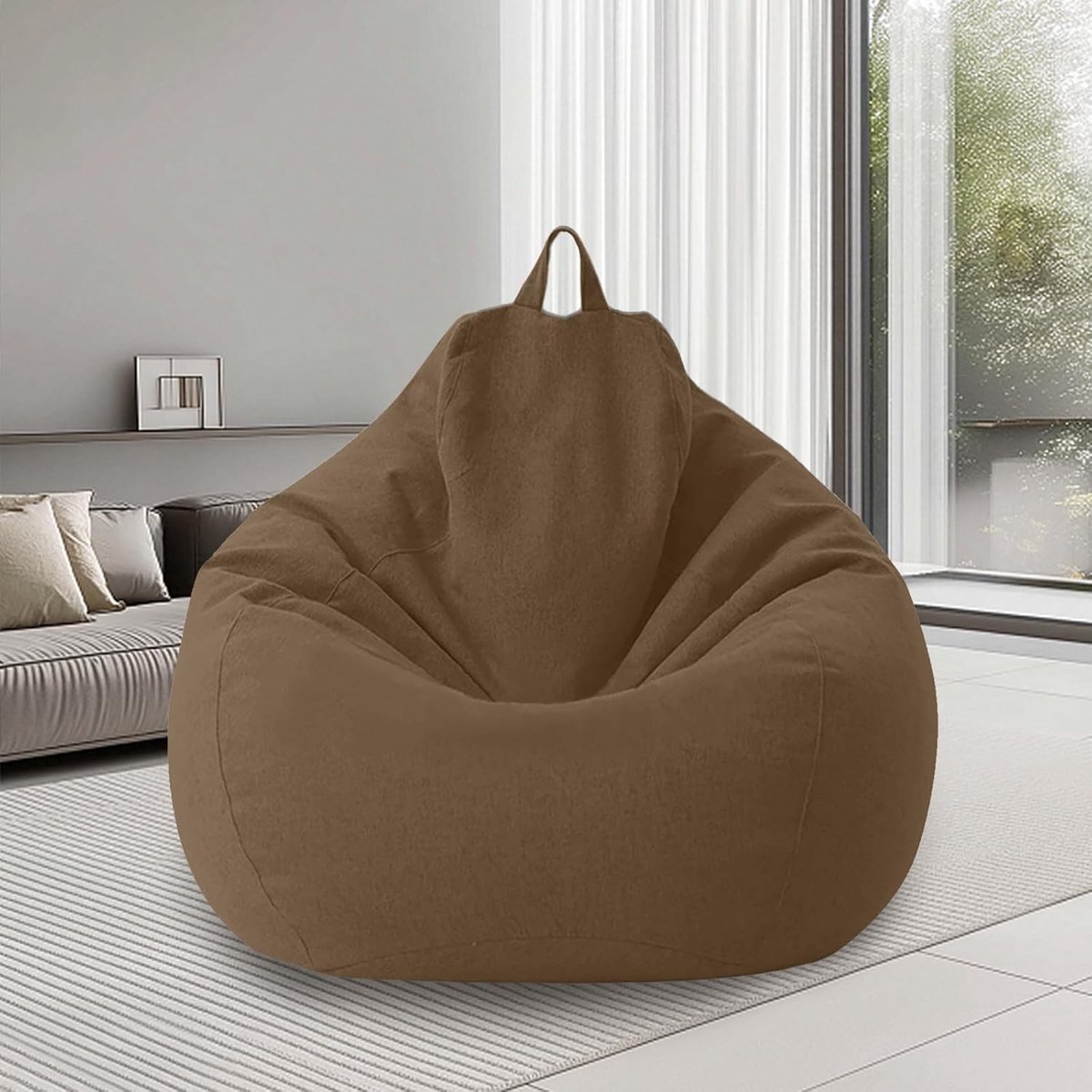 Zitzakken voor buiten en binnen, Bean Bag voor volwassenen, alleen overtrek (geen vulling), 100 x 120 cm, gaming zitzak (bruin)