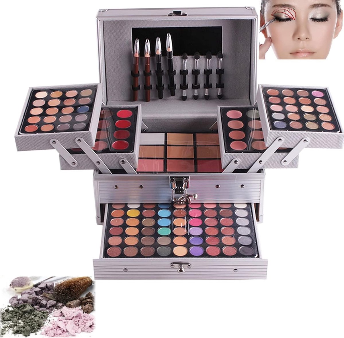 Complete Make-up Set met 132 Kleuren - Ideaal voor Beginners en Professionals, Inclusief Oogschaduw, Lipgloss en Meer
