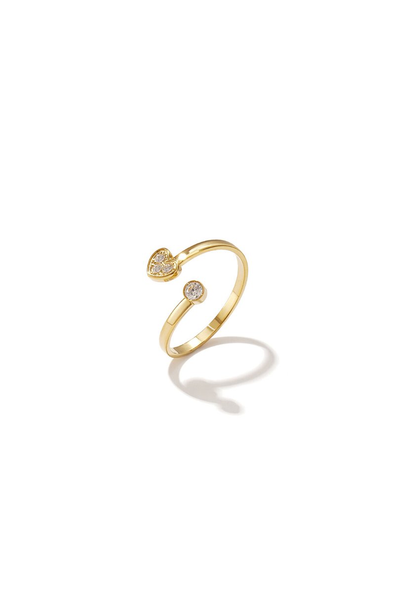 Bijoutheek Ring (Sieraad) Huggie Hart Steentjes Goudkleurig