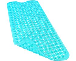Badmat - Douchemat - 102 x 41 cm - Antislip - Zachte badmat - Met zuignap - Met afvoergat - Badkamervloer - Houdt het bad schoon - Machinewasbaar - Heldergroen-1 stuk