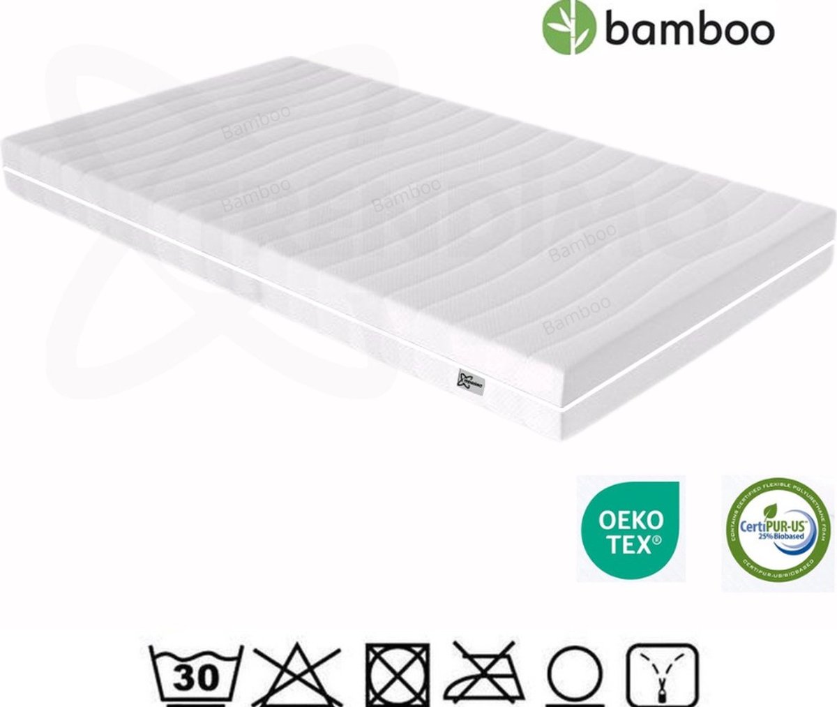Matras - 150x200 - 7 zones - Koudschuim - Bamboo plus tijk - Matras