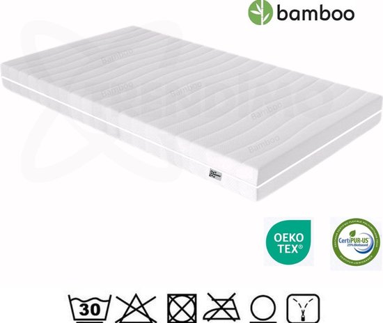 Matras - 150x200 - 7 zones - Koudschuim - Bamboo plus tijk - Matras
