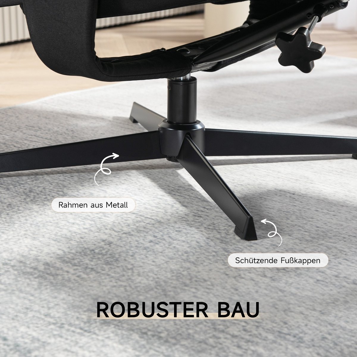 YYchan fauteuil met voetenbank - zwart - 74 x 81 x 102 cm