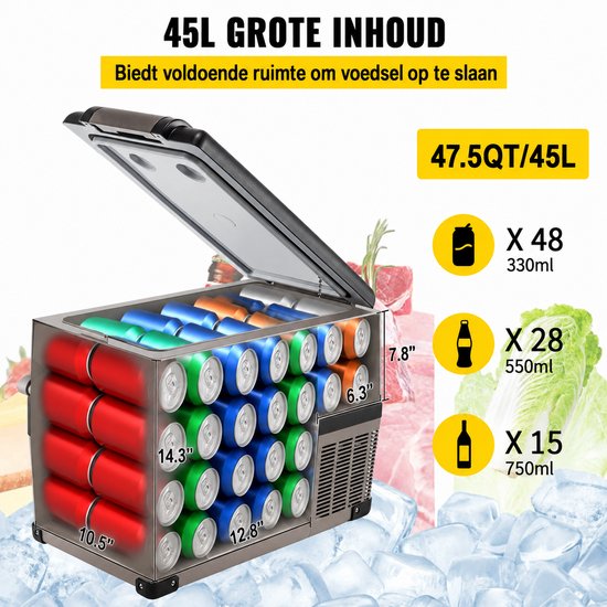 Rolu Auto Koelbox - Elektrische Koelbox - 45 Liter - Auto Koelkast - -20°C Tot 20°C Graden - 12V Of 230V - Mobiele App van Merkloos — afbeelding 4