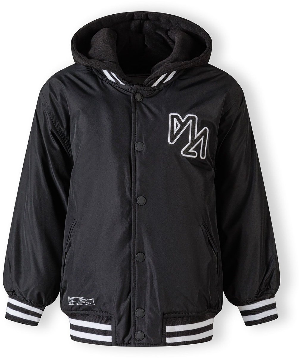 Minoti varsity jas jongens met afneembare capuchon - zwart