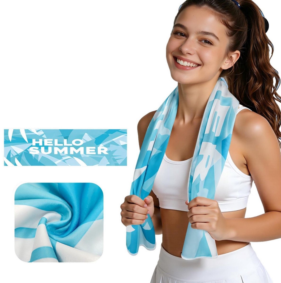 30x100 cm Koelhanddoek – Sneldrogende zomerhanddoek – Sporthanddoek – Yogamat-handdoek – Fitnesshanddoek om zweet af te vegen – Handdoek met print – Draagbare fitnesshanddoek – Unisex – Zweetafvoerend voor fitness, yoga, hardlopen, zwemmen en meer