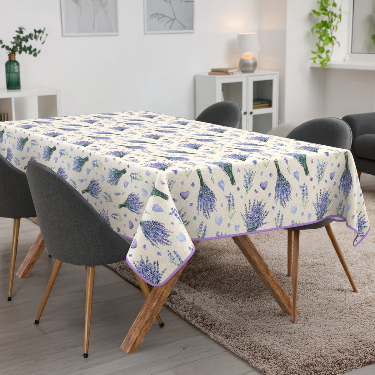 ANRO Tafelkleed Lavendel Paars 180x140cm Met sierband Afwasbaar Waterafstotend Binnen & Buiten