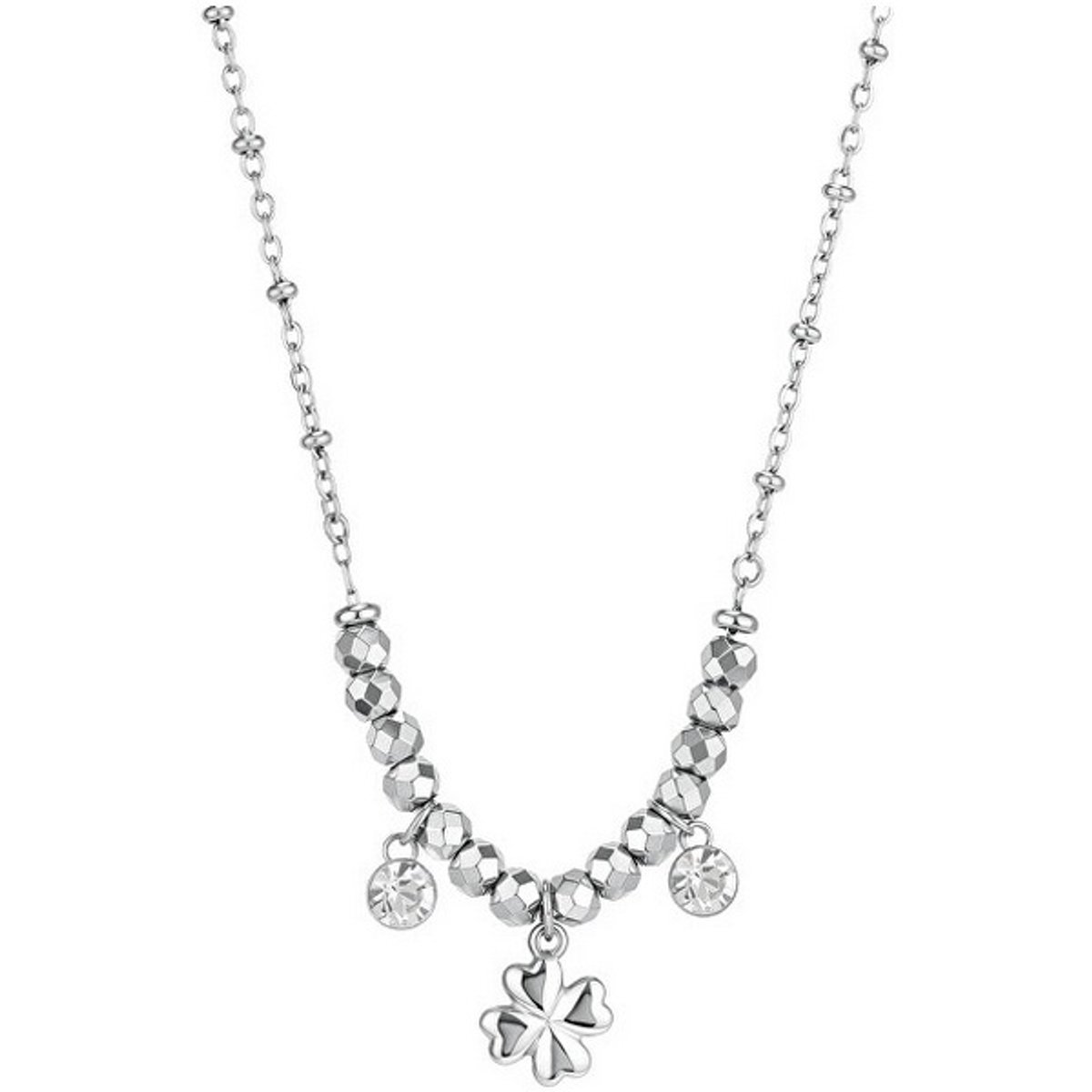 BROSWAY CHAKRA BHKN163 STAINLESS STEEL KLAVER KETTING MET KRISTALLEN 1 STUK