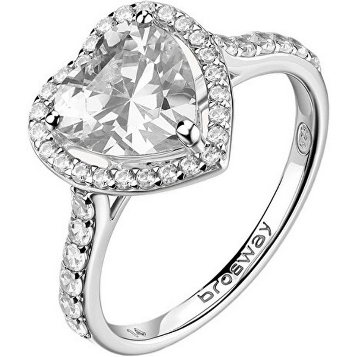 BROSWAY FANCY FIW166 - 58 MM - ZILVEREN HARTJES RING MET ZIRKONIA'S 1 STUK