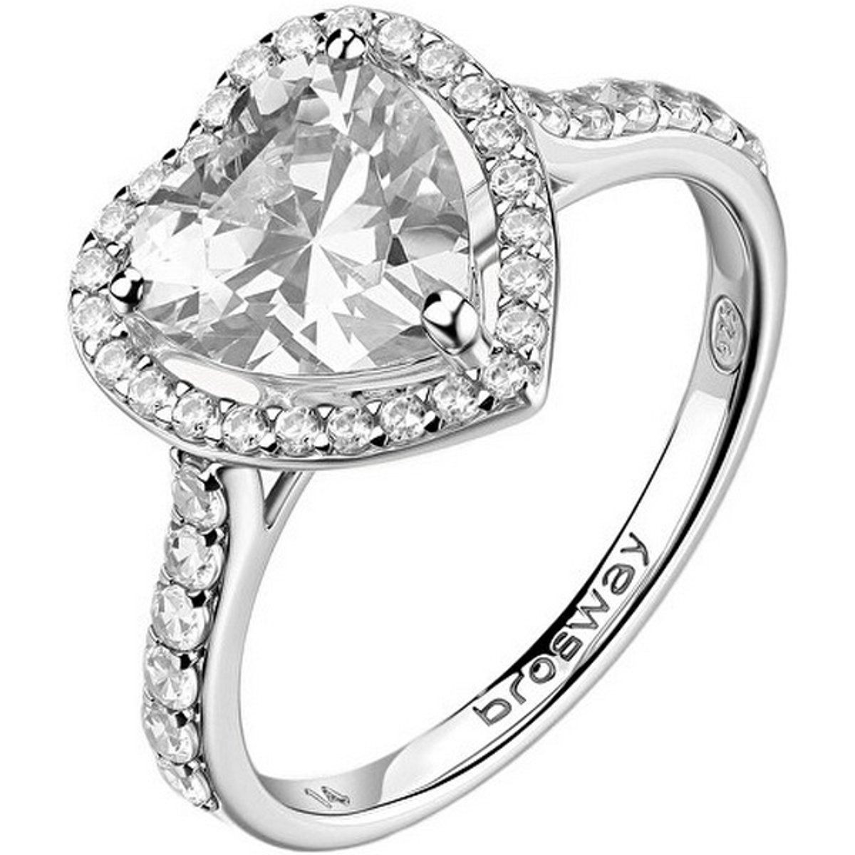 BROSWAY FANCY FIW166 - 50 MM - ZILVEREN HARTJES RING MET ZIRKONIA'S 1 STUK