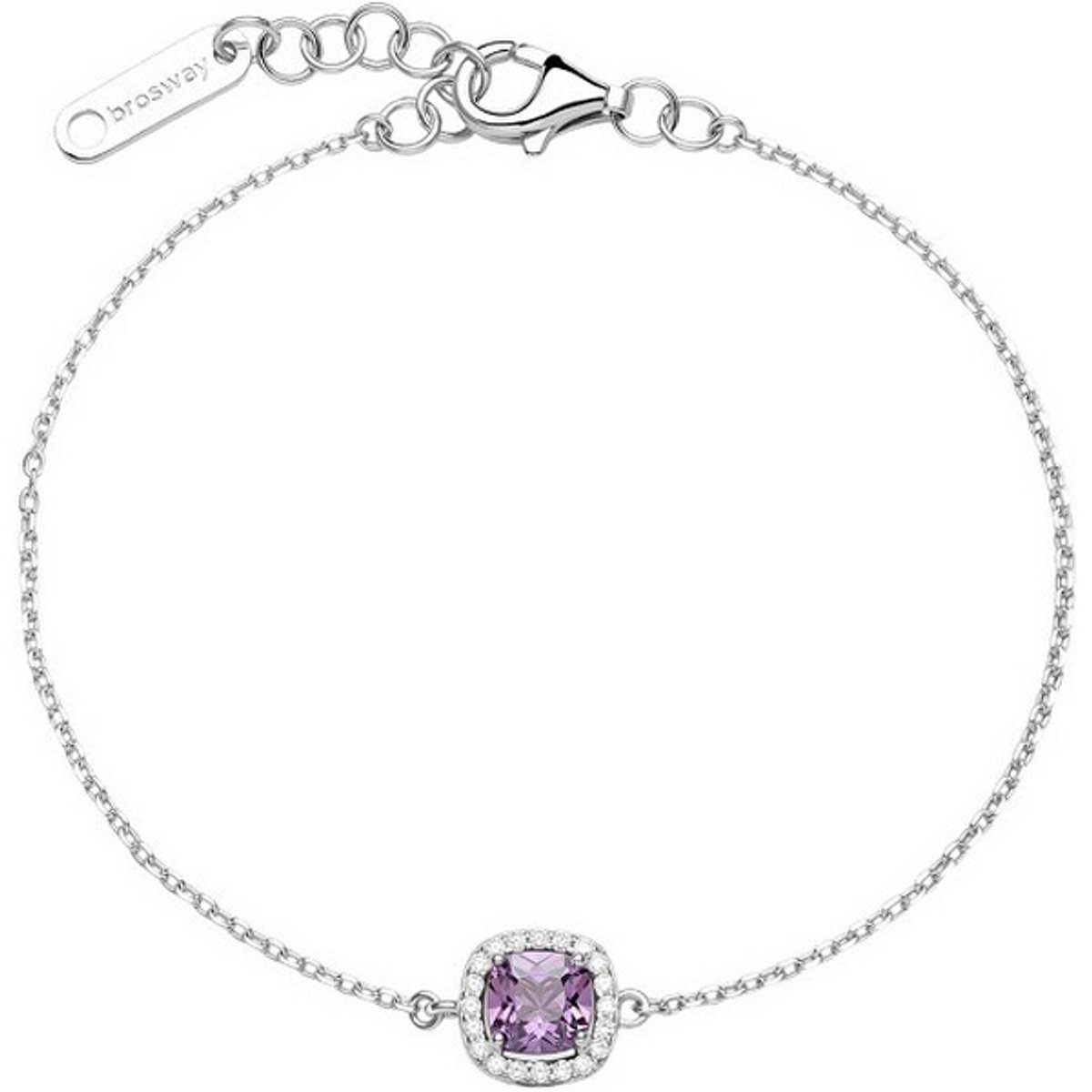 BROSWAY FANCY FMP123 ZILVEREN ARMBAND MET PAARSE/TRANSPARANTE ZIRKONIA'S 1 STUK