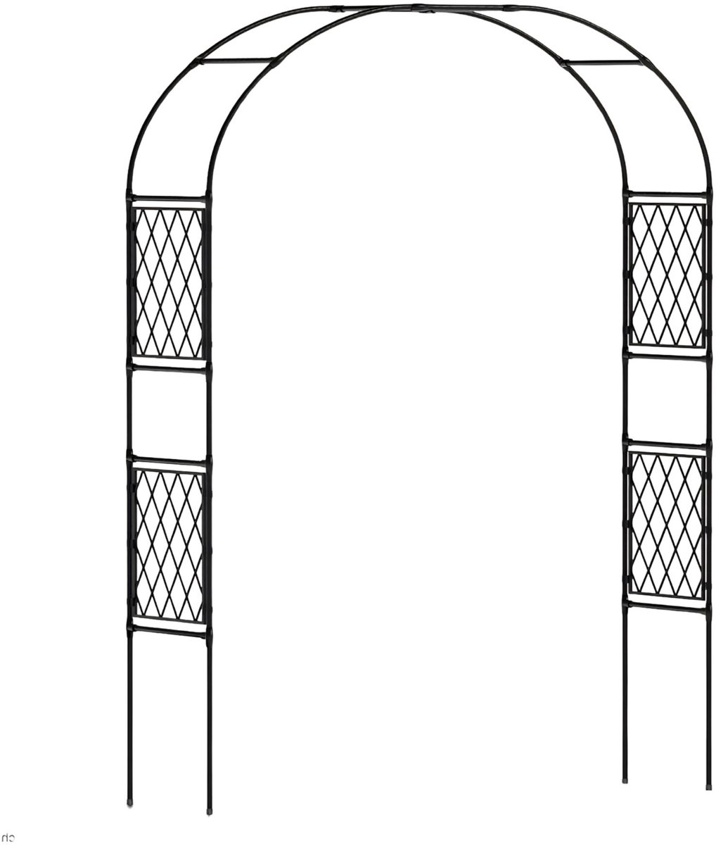 Tuinboog met Klimrek 150cm - Heavy Duty design Klimplanten - voor tuin en bruiloftdecoratie - Zwart Metaal - Wit