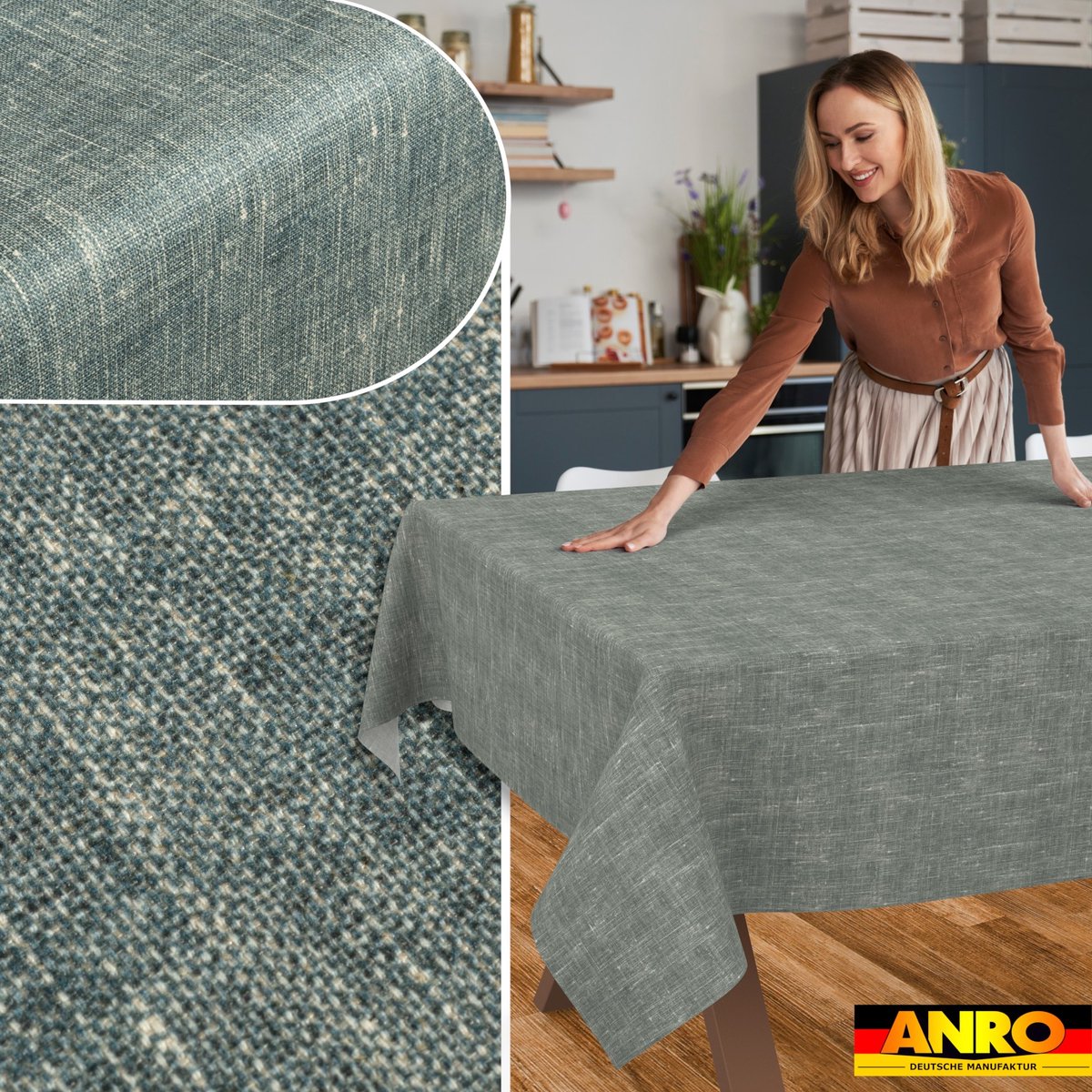 ANRO Tafelkleed Effen linnenlook Meerkleurig 180x100cm Rechte rand Afwasbaar Waterafstotend