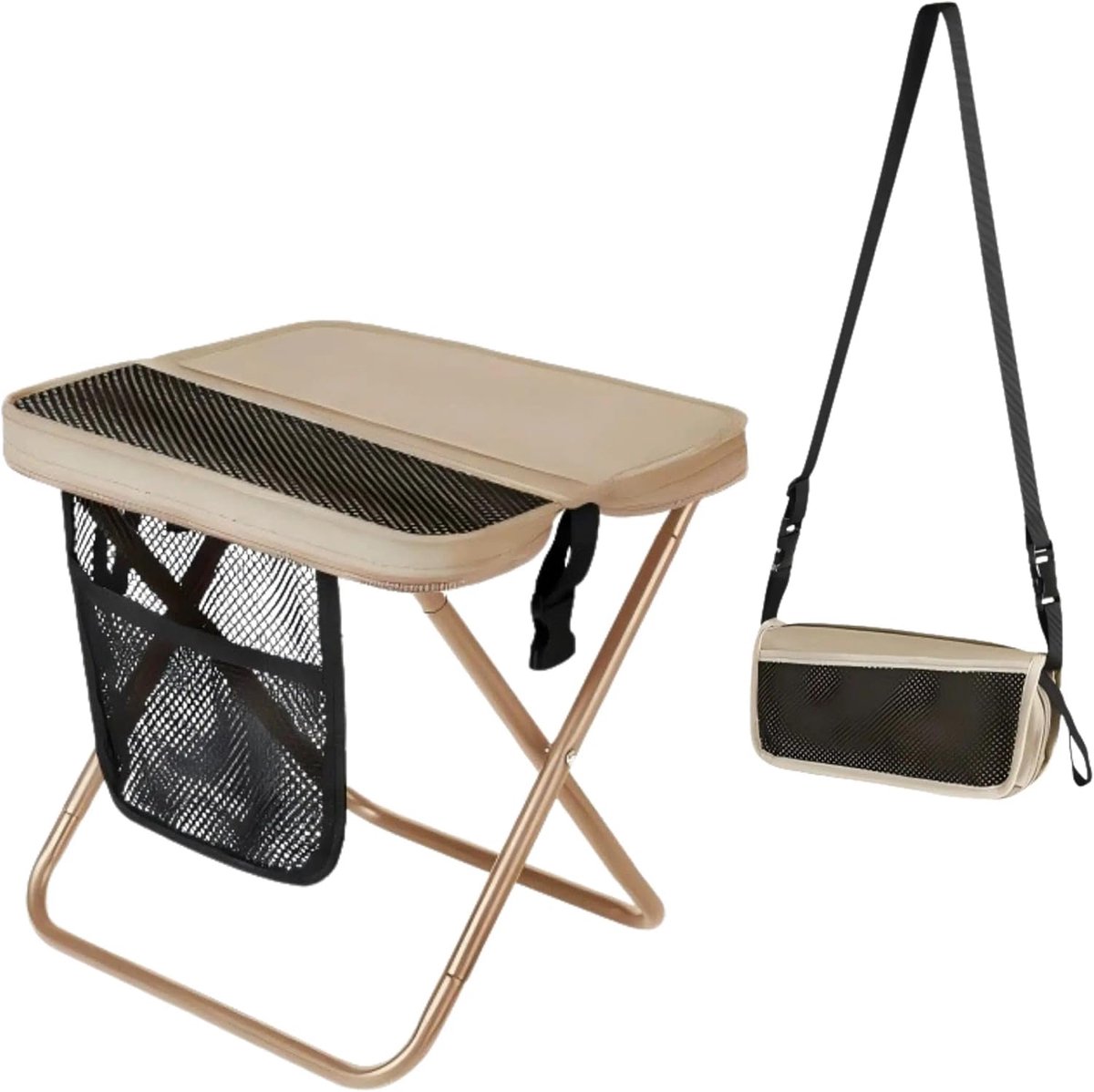 SnelShoppen - Portable Vouwstoel voor Wandelen Trekking Lichtgewicht Opvouwbare Stoel Rugzak Stoel Camping Hiking Reizen Vissen Picknick Khaki