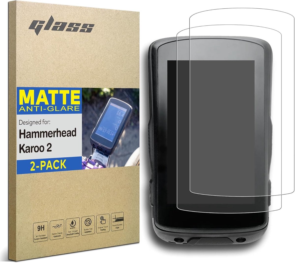 Thijox - 2-Pack Gehard Glazen Schermbeschermer voor 3,2 inch Hammerhead Karoo 2 GPS Fietscomputer - 9H Krasbestendig, Antireflecterend, Mat - Inclusie