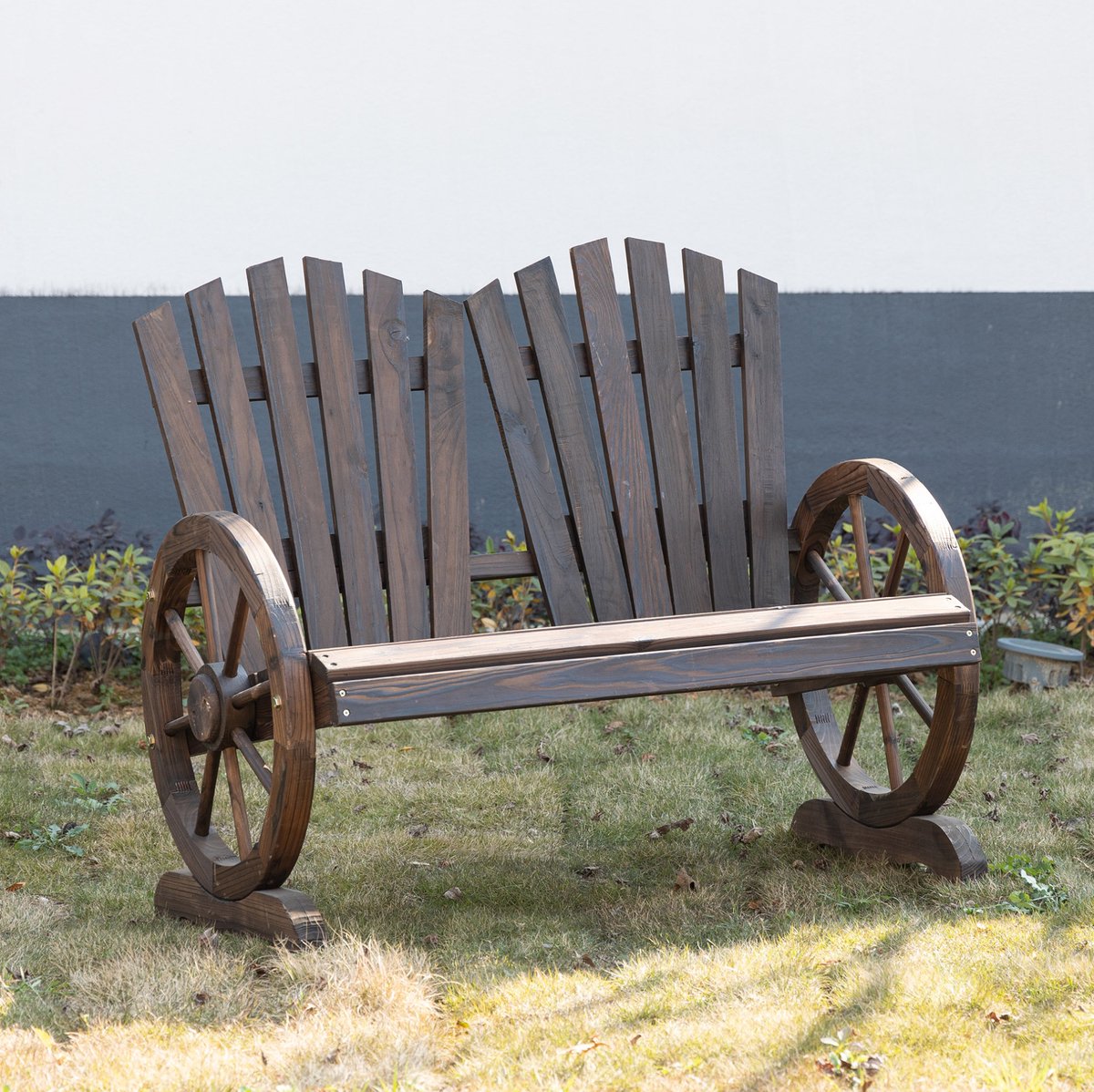 STILVORA Bankje 2-Zits 108 X 66 X 95 Cm - Met Armleuningen En Comfortabele Gebogen Rugleuning - Voor Tuin En Terras - Massief Hout - Donkerbruin