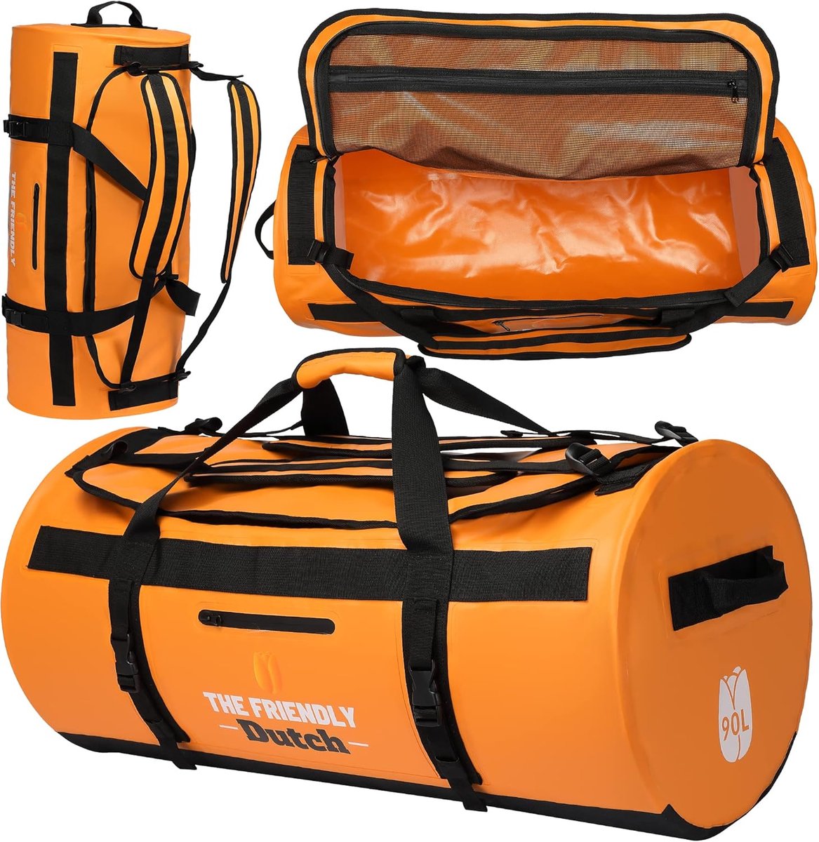 Thijox - Grote 90L Waterdichte Duffel Bag Sporttas - Ruime Plunjezak voor Heren - Ideaal voor Zeilen, Duiken, Wandelen en Kamperen - Oranje Sporttas