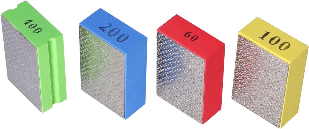 Thijox - 4 Stuks Diamant Hand Polijstpads - 60 # 100 # 200 # 400 Korrel - Herbruikbare Schuim Schuurblokken voor Tegel, Steen, Glas, Vloertegels, Poli