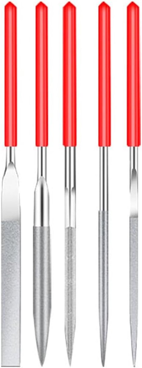 Thijox - Set van 5 Mini-Diamantnaaldvijlen - Hout- en Metaalvijlen - Hoogwaardige Slijtvastheid - Ideaal voor Houtsnijwerk, Sieraden en Knutselen