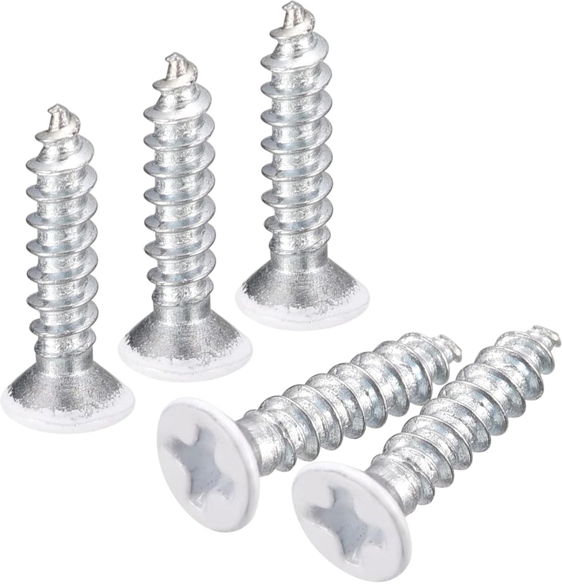 SnelShoppen - Zelftappende Schroeven ST3 x 15mm - 25 Stuks Witte Platte Kop Phillips Houtschroeven voor Houtbewerking - Carbon Staal