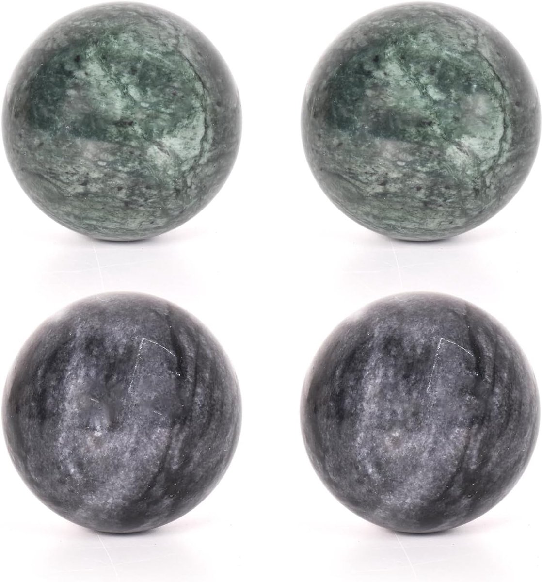 SnelShoppen - 4 Stuks Baoding Balls Jade Massageballen voor Stressverlichting, Handtherapie, Ontspanning, Natuurlijke Jade, Handmassage, Unieke Kleure