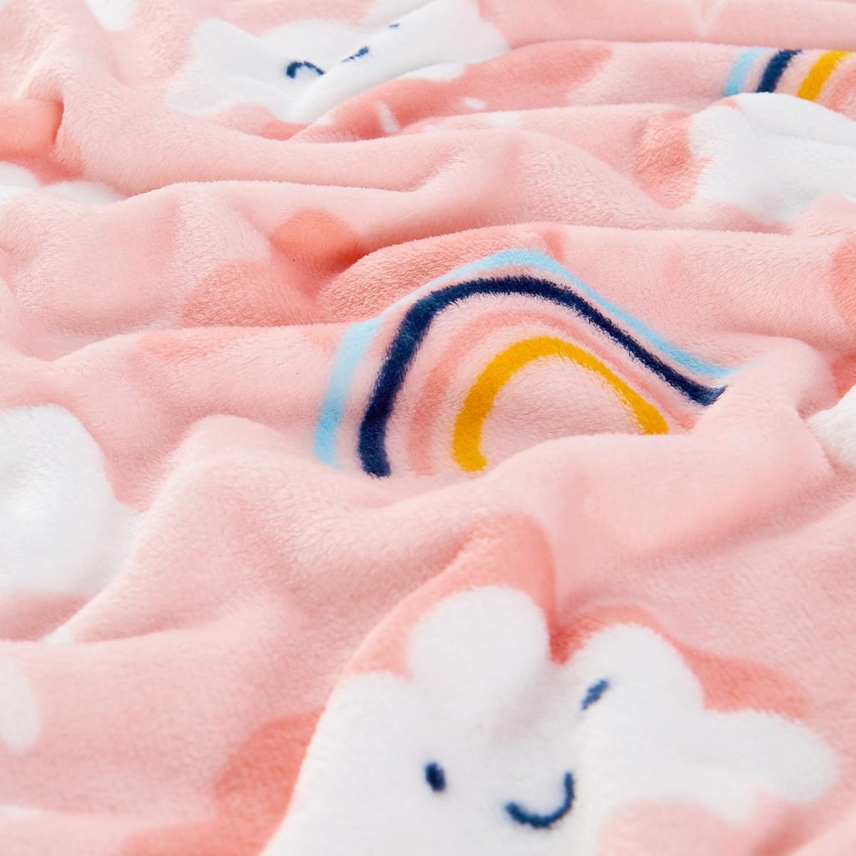 Thijox - Zachte fleece deken met wolkenprint voor kinderen, jongens en meisjes, lichtgewicht flanellen deken, 127 x 150 cm, roze, perfect voor peuterb