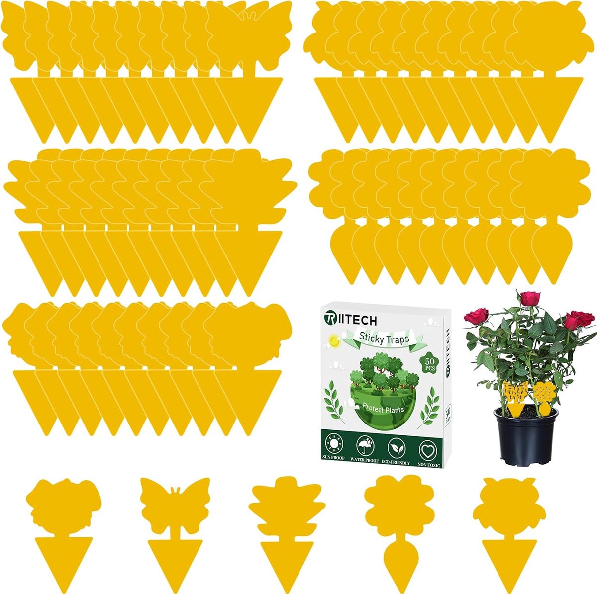 SnelShoppen - 50 Stuks Kleverige Vliegenvallen - Fruitvliegenvallen & Plantenvliegenstickers - Gele Insectenvallen voor Binnen en Buiten - Ideaal voor
