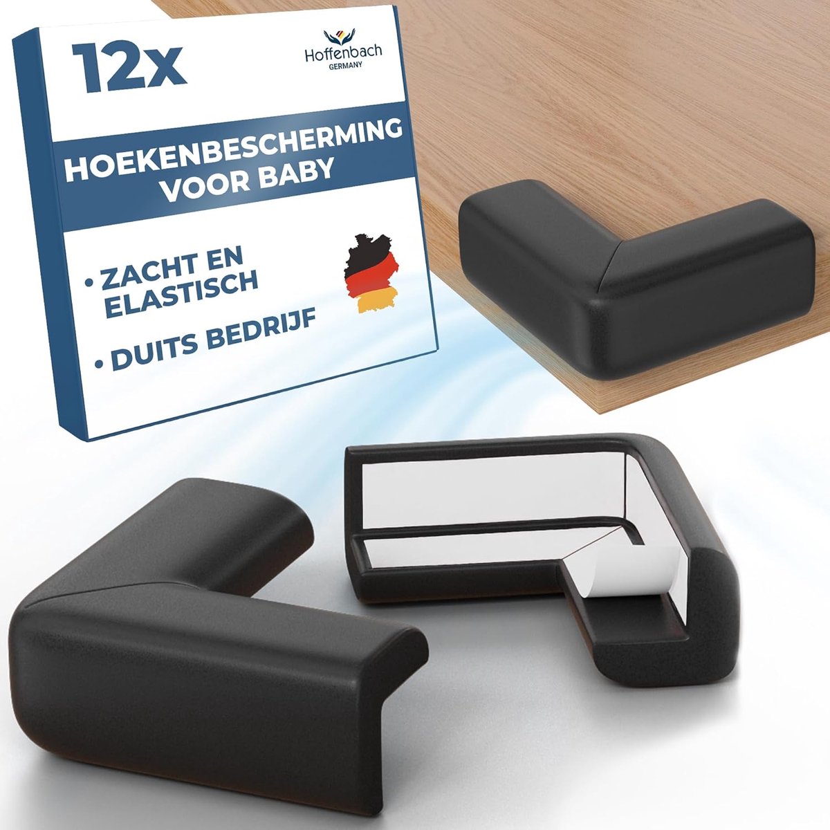 Thijox - 12x Hoekenbescherming voor Baby - Zelfklevende Rubber Hoekrandbeschermers met Dubbelzijdige Tape - Tafelrandbescherming voor Hoeken, Meubels