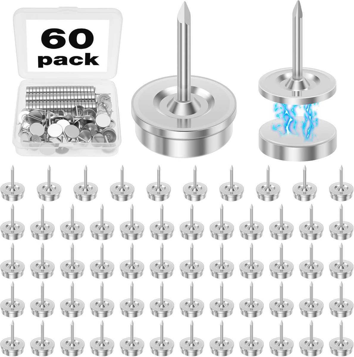 Thijox - 60 sets magnetische punaises, sterke magnetische push-pins voor kurkborden, viltborden, KTborden, herbruikbaar, ideaal voor foto's en decorat