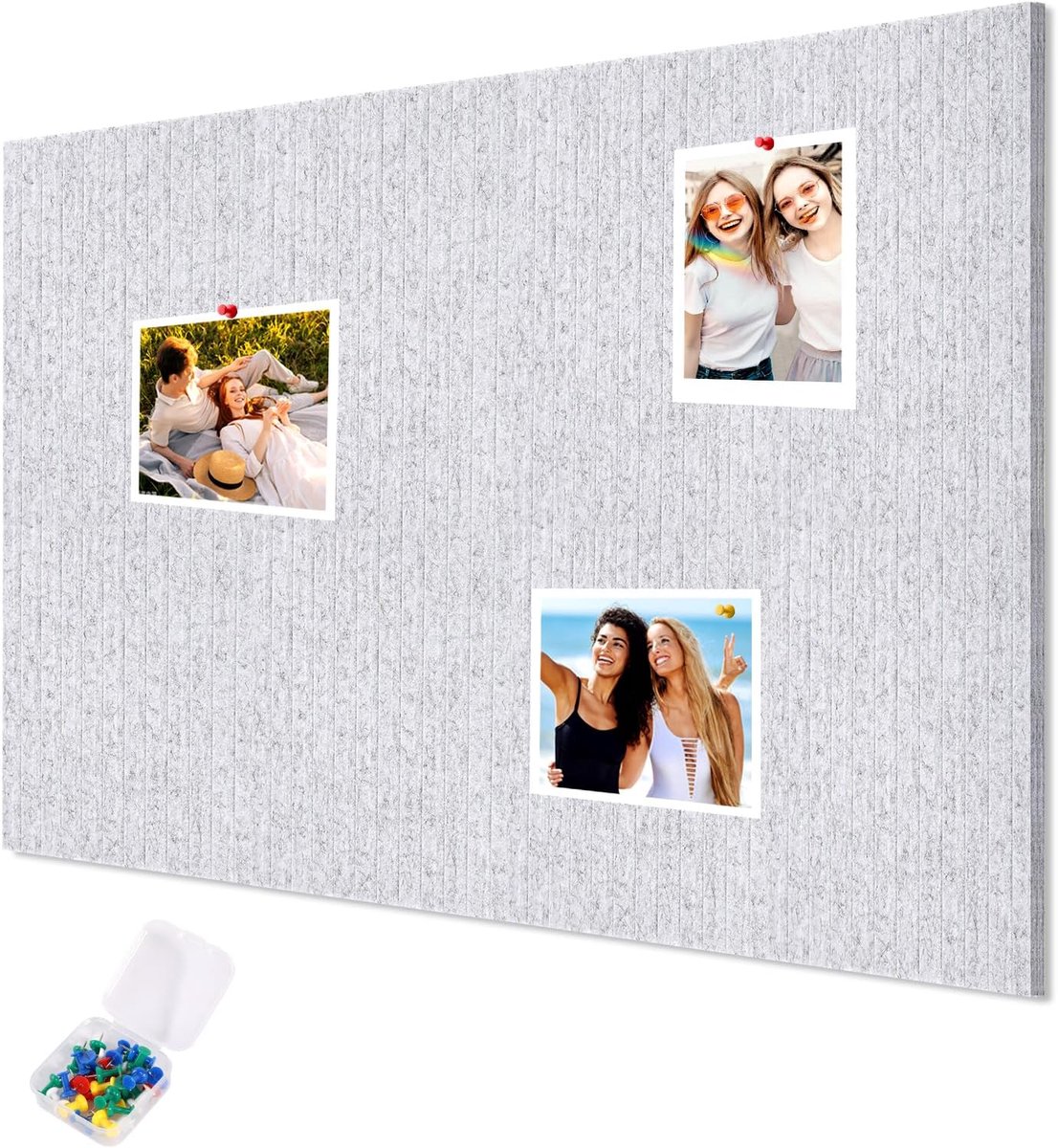 Thijox - Groot Zelfklevend Prikbord van Vilt 120 x 90 cm - Kurkbord met 30 Punaises - Opvouwbaar Wandbord voor Kantoor, Keuken, Notities en Fotobord