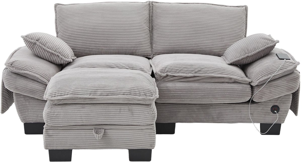 YYchan modulaire bank met hocker - grijs - 190 x 132 x 84 cm