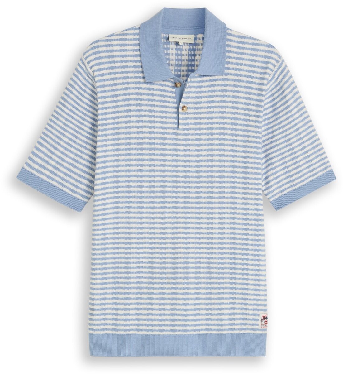 Tom Tailor - Gebreid poloshirt met streepmotief - Maat XL - light blue white stripe