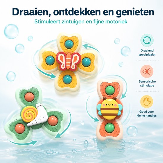 Baby Zuignap Spinners - Sensorisch Speelgoed - 3 Stuks van Huipooh — afbeelding 3
