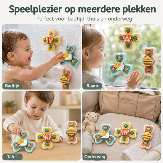 Baby Zuignap Spinners - Sensorisch Speelgoed - 3 Stuks van Huipooh — afbeelding 2